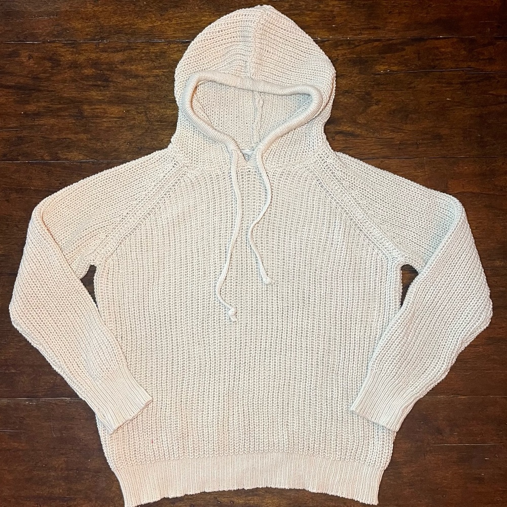Current/Elliott Oatmeal Chunky Knit Sweater Hoodie Women's S Fisherman Cabincore